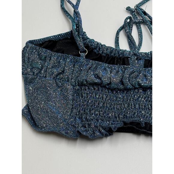 Urban Outfitters Sparkle Crop Top Spaghetti Strap Smocked Back Size Small - Picture 4 of 7